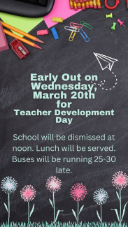 Half Day of School on Wednesday, March 20th for Teacher Development