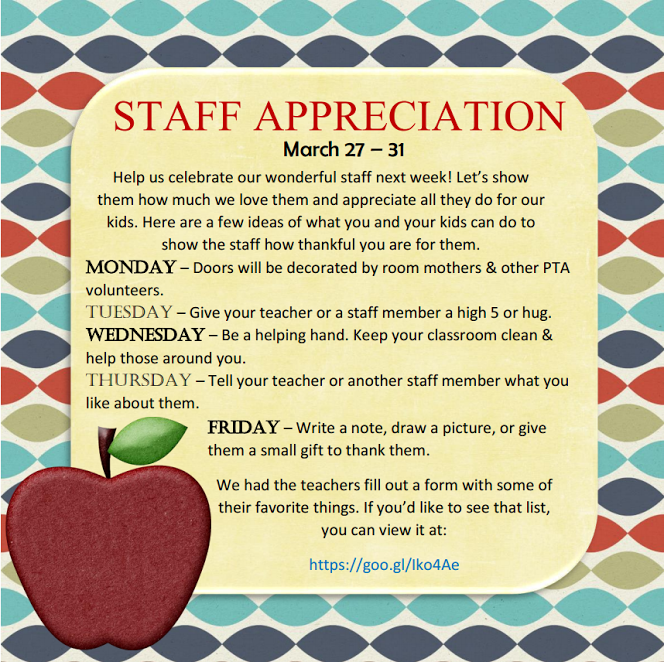 Staff Appreciation Week | Cherry Creek Elementary