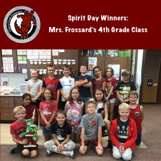 Spirit Day Winners:  Mrs. Frossard’s 4th Grade Class
