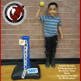 Calebh Estrada, a Kindergarten student, makes the Impossible Shot!
