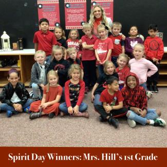 Mrs. Hill’s 1st Grade Class Takes the Spirit Day Trophy…AGAIN!