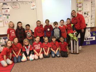 Mrs. Golding’s 1st Grade Class Takes the Spirit Day Trophy