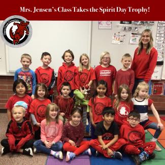 Mrs. Jensen’s 1st Grade Class takes the Spirit Day Trophy!