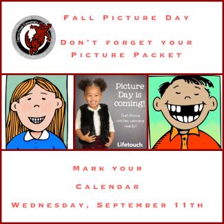 School Pictures on Wednesday, September 11th